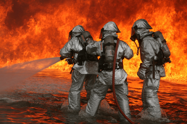 Indispensable workers - firemen - fight blaze