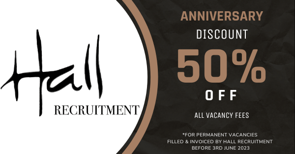 Anniversary Discount 50% off all agency fees for permanent vacancies filled and invoiced before June 3rd 2023