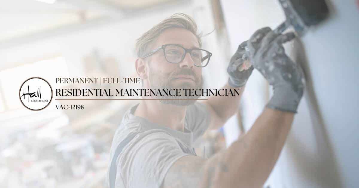 Hall Recruitment is recruiting two experienced Residential Maintenance Technicians for a large, professionally managed residential development in South Dublin. These permanent positions will suit candidates with a proven background in facilities maintenance, building maintenance or residential property maintenance, who are confident diagnosing faults, completing repairs and carrying out planned preventative maintenance. Working as part of an established on-site maintenance team, you will be responsible for responding to resident maintenance requests, maintaining communal facilities, preparing apartments between tenancies and ensuring building services remain in good working order. The role requires practical experience across several maintenance disciplines, particularly plumbing and electrical fault diagnosis, building fabric repairs, painting and decorating, and planned preventative maintenance (PPM). You will report directly to the on-site Maintenance Manager and work alongside other property and maintenance personnel to ensure maintenance requests are resolved efficiently and completed to a professional standard. We are looking for candidates who have already worked in a professional maintenance environment and can demonstrate the technical knowledge and hands-on experience required to carry out the role. A formal trade qualification is not essential, provided applicants have the required professional maintenance experience and technical competence.